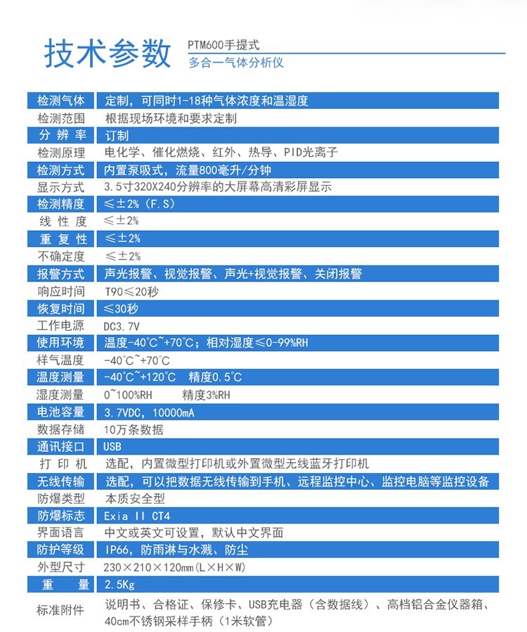 PTM600手提式复合型气体分析仪