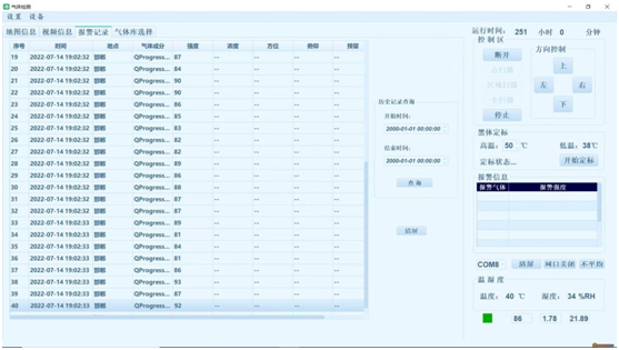 对所选区域进行监控的报警记录